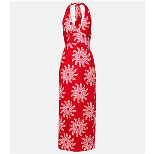 Cala de la Cruz abito lungo dasha in lino con stampa