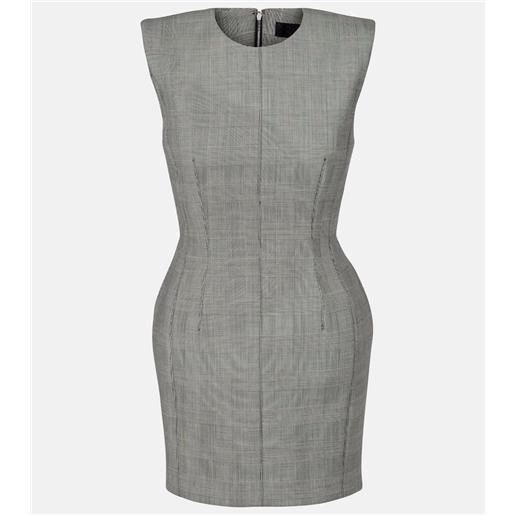 Mugler miniabito in misto lana a quadri principe di galles