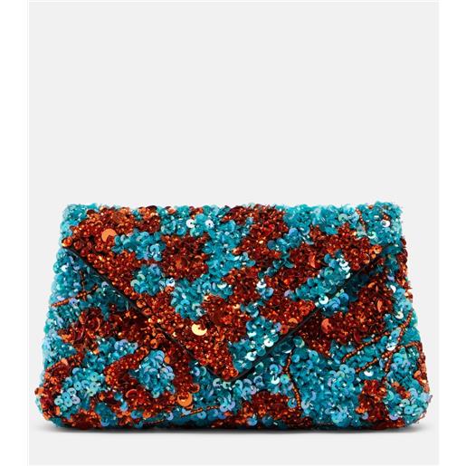 Dries Van Noten clutch in raso con cristalli