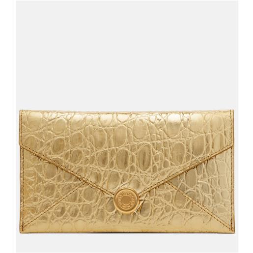 Dries Van Noten clutch in pelle metallizzata goffrata