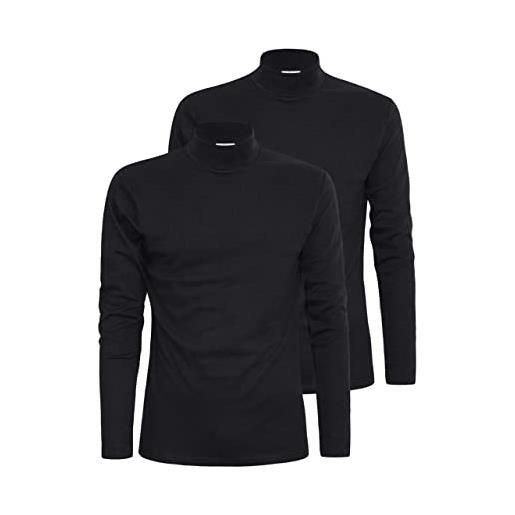 Liabel lupetto uomo caldo cotone manica lunga invernale 2-3 pezzi maglia uomo manica lunga collo alto felpata (nero x 2, m)