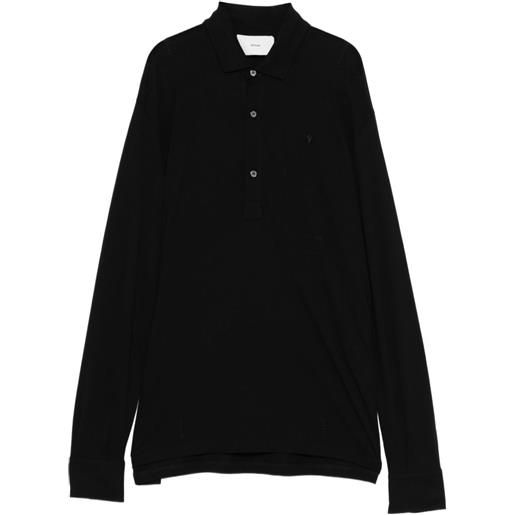 Setchu polo a maniche lunghe con logo - marrone