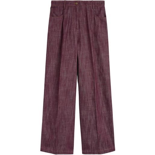 MOMONÌ pantaloni a gamba ampia con pieghe - viola