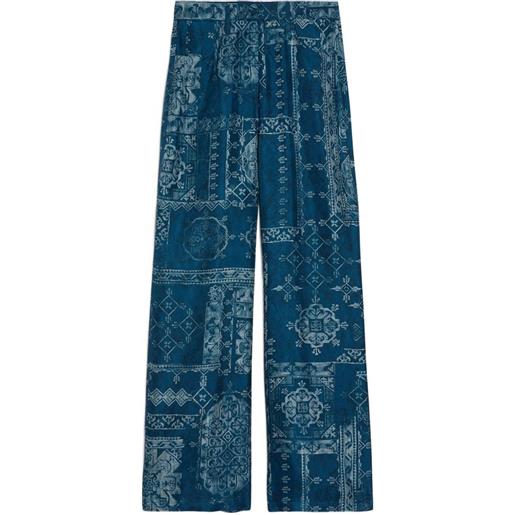 MOMONÌ pantaloni dritti con stampa - blu