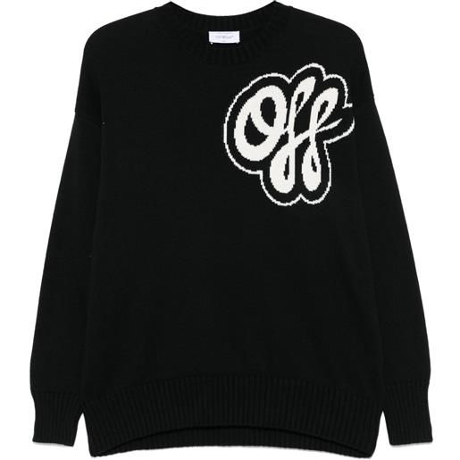 Off-White maglione nero con logo in cashmere misto cotone