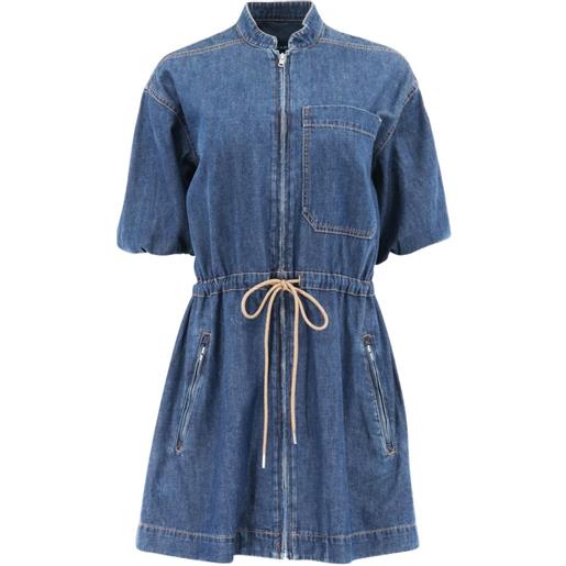 Veronica Beard abito corto denim con tasche - blu