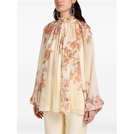 Hemant And Nandita blusa a fiori - toni neutri