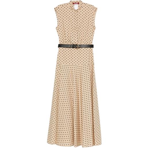 Max Mara abito midi a pois con cintura - toni neutri