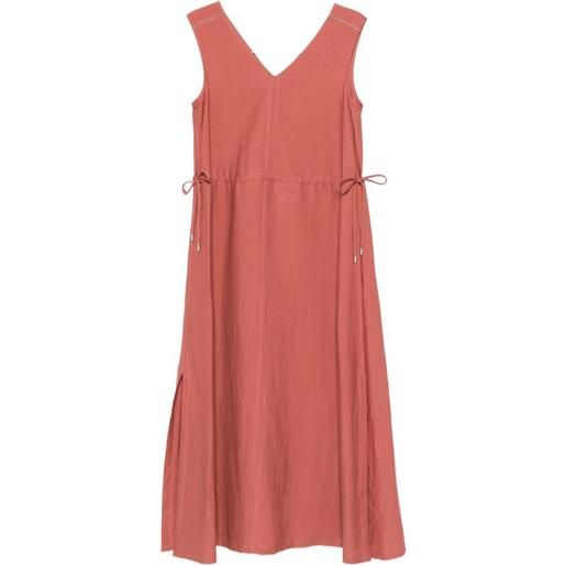 Peserico abito lungo con scollo a v - rosso