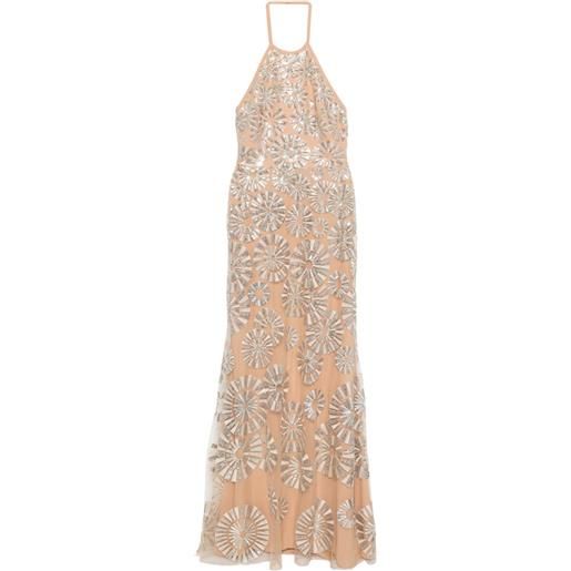 Elie Saab abito lungo con paillettes - toni neutri