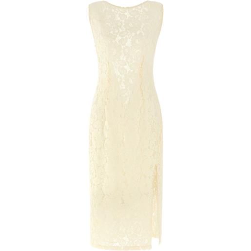 PINKO abito midi in pizzo - bianco