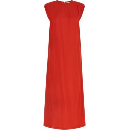 Nude abito lungo con girocollo - rosso