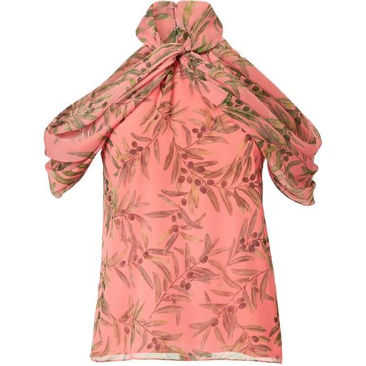 Carolina Herrera olive branch-print halterneck top - rosa