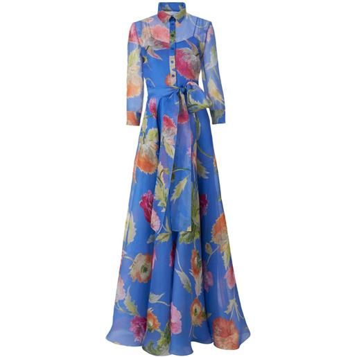 Carolina Herrera abito da sera con stampa poppy - blu