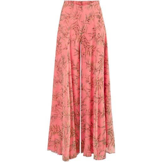 Carolina Herrera olive branch-print extra-wide leg iris pants - arancione