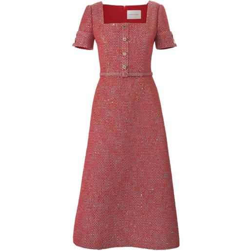 Carolina Herrera abito midi svasato in tweed e lurex - rosso