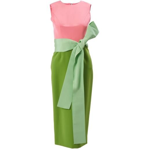 Carolina Herrera color-blocked midi dress with sash - verde