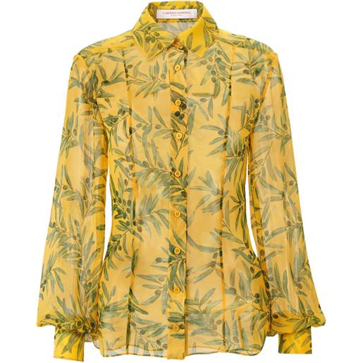 Carolina Herrera olive branch-print shirt - giallo