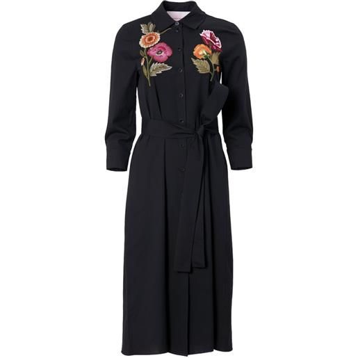 Carolina Herrera embroidered shirt dress with belt - nero