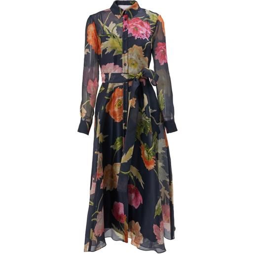 Carolina Herrera floral belted midi dress - blu