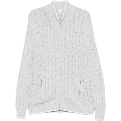 Eleventy cardigan in maglia a trecce con zip - blu