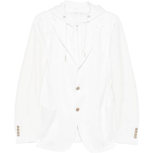 Eleventy giacca monopetto con cappuccio - bianco