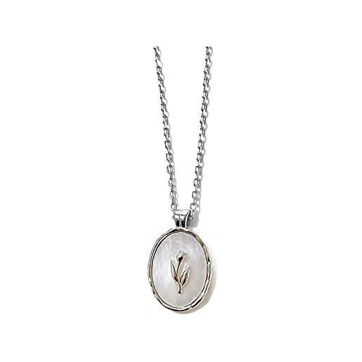 Vinani Ciondolo Tulipano Con Perla E Catenina Serpente In Argento Sterling 925 – Gioiello Italiano Anallergico