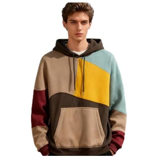 RUIZEHONG felpa da uomo con cappuccio hip hop techwear streetwear patchwork unisex sportiva maglia