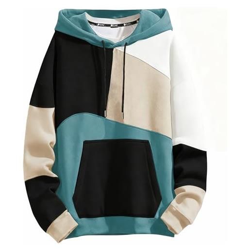 RUIZEHONG felpa da uomo con cappuccio hip hop techwear streetwear patchwork unisex sportiva maglia