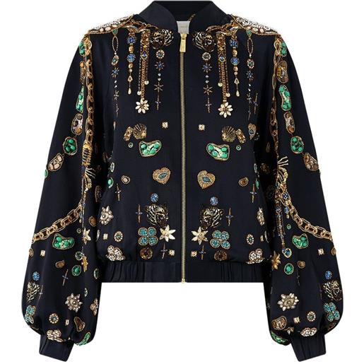 Camilla bomber con decorazioni - blu