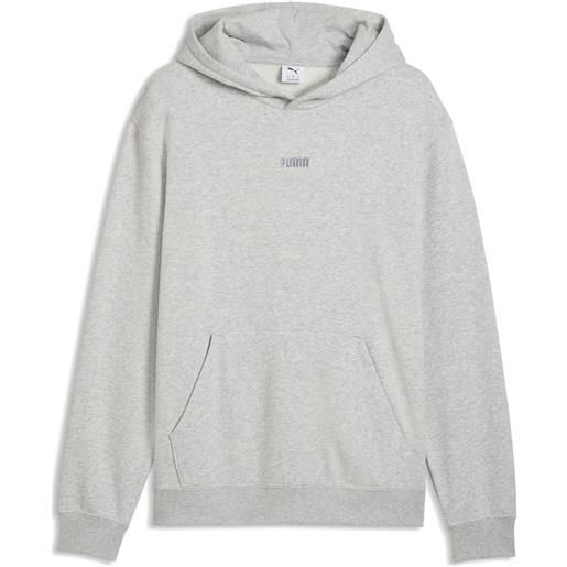 PUMA felpa con cappuccio essentials elevated da uomo, abbigliamento, grigio, m