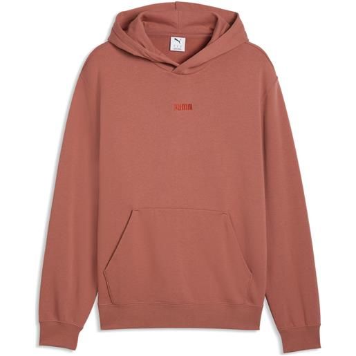 PUMA felpa con cappuccio essentials elevated da uomo, abbigliamento, rosso, m