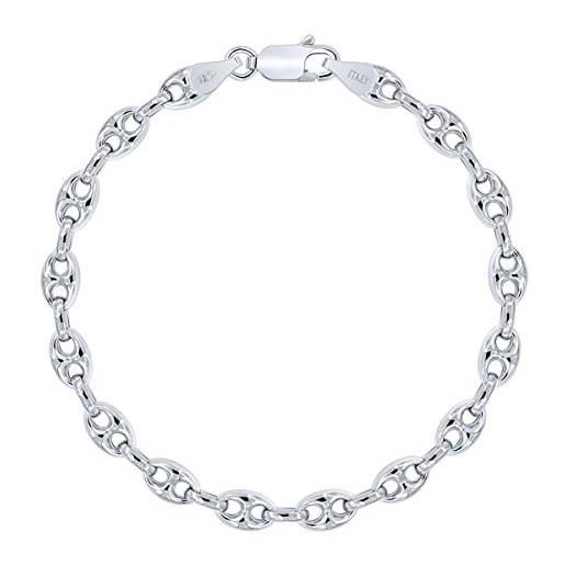 NKlaus Collana Argento 925 - Catena A Chicchi Di Caffè, Larga 3,5mm, Lunga 65 Cm