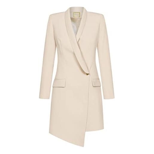 Swing Fashion blanca | beige | m altalena moda donna elegante lavoro | tubini festivo | vestito da festa | abiti da cocktail | mini sera | abito a maniche lunghe | scollo a v | breve 38, m