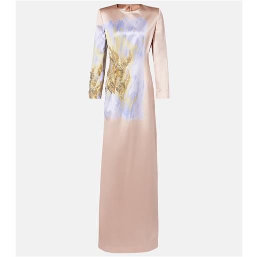 Dries Van Noten abito lungo in cotone e seta con paillettes