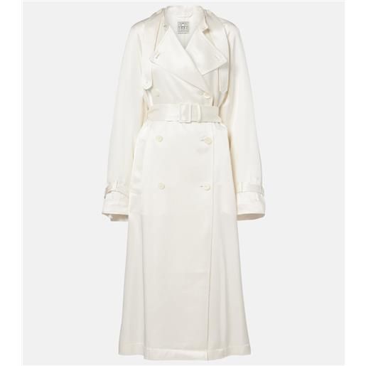 Toteme trench doppiopetto in raso con cintura