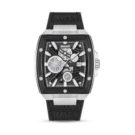 Ducati Orologio analogico al quarzo da uomo con cinturino in pelle DTWGC2019104, bianco, cinghia