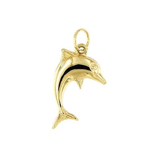 Forme Di Lucchetta Ciondolo Rondine In Oro Giallo 14kt, Simbolo Di Libertà, Made In Italy, Per Catenina Fino A 4mm