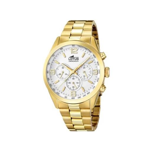 Lotus Orologio Uomo Placcato PVD Oro – Bracciale Acciaio Inox, Datario, 10 ATM (18760/4)