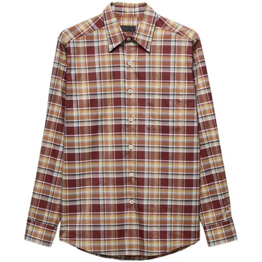 Prada camicia in cotone a quadri - marrone