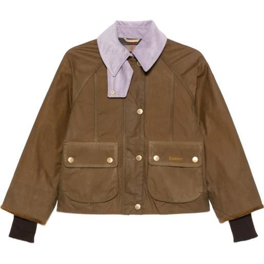 Barbour giacca crop beadnell con colletto a coste - marrone