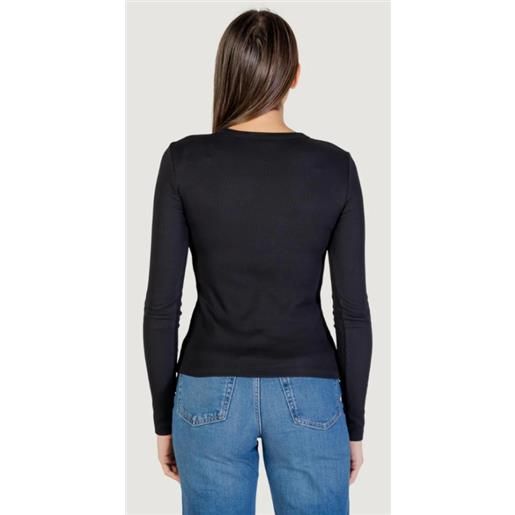 Calvin Klein Jeans calvin klein ls woven label 2x2 rib crew t-shirt m/l nera donna