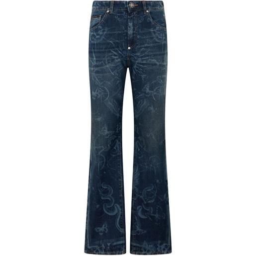 Philipp Plein jeans con stampa - blu