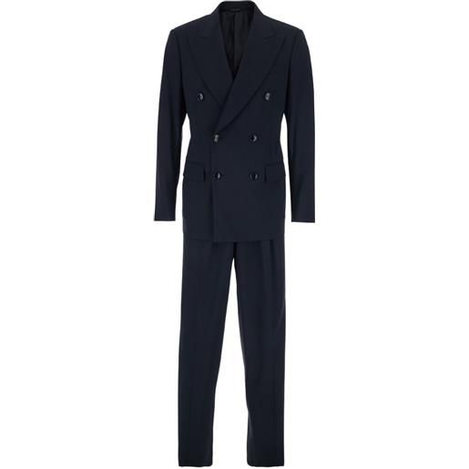 Giorgio Armani completo doppiopetto con revers a lancia - blu