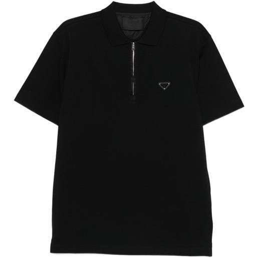 Prada polo con mezza zip - nero
