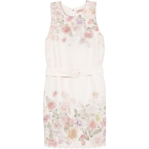 TWINSET abito a fiori con cintura - toni neutri