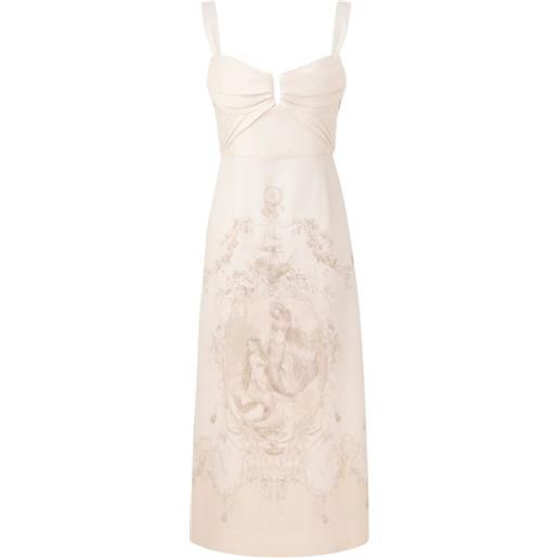 ZIMMERMANN abito midi drape con stampa - toni neutri