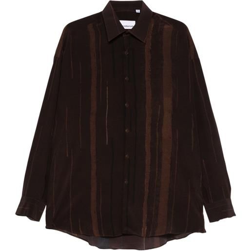 Costumein camicia a righe verticali - marrone