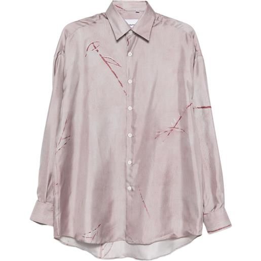 Costumein camicia in seta con stampa - viola