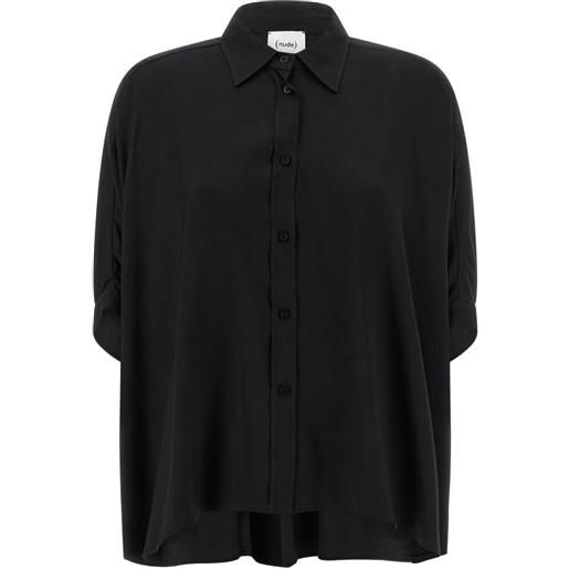 Nude camicia con maniche a pipistrello - nero